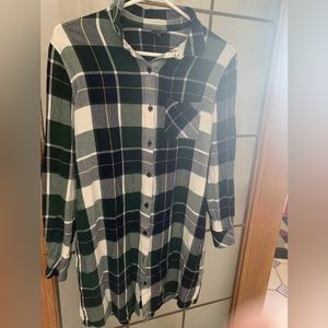 ICONE BY SIMON’S 100% VISCOSE PLAID BUTTON DOWN SHIRT 18 PTP